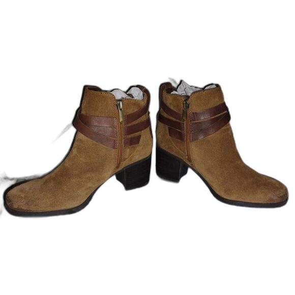 Sam Edelmen Ankle Boots Hannah Chelsea Brown Suede Leather Size 10 Motorcycle - Picture 8 of 11